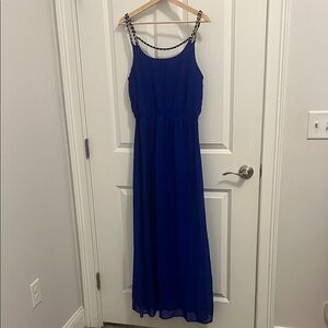 Charlotte Russe Royal Blue Maxi Dress with Embellished Straps